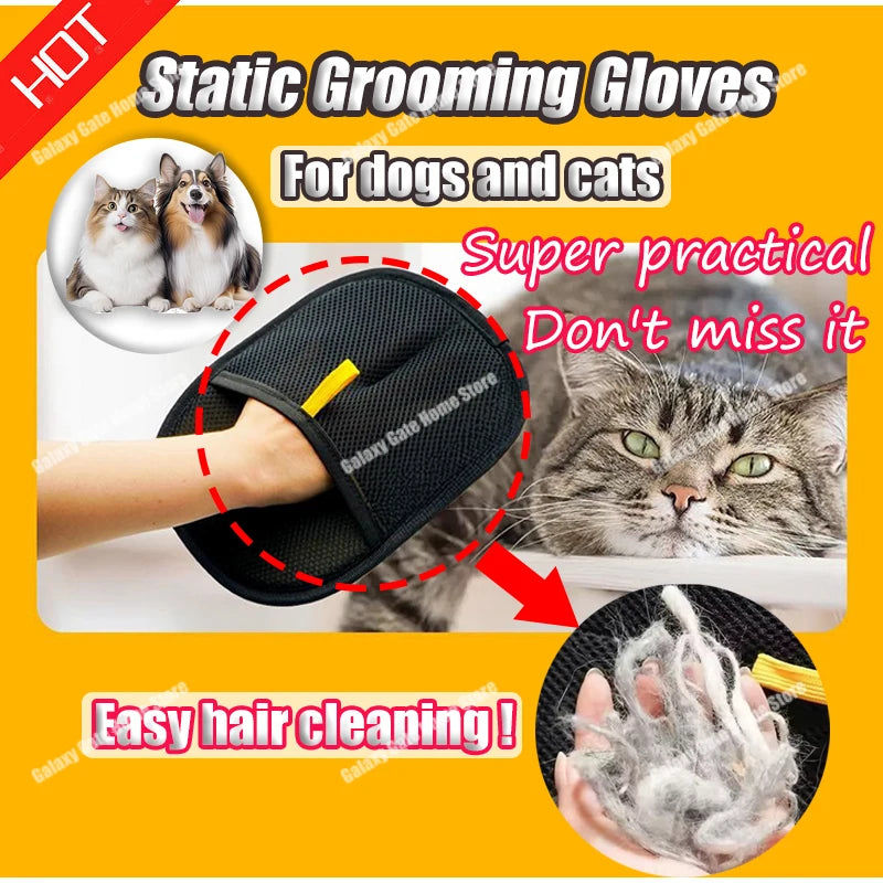 Pet Dog Static Bidirectional Grooming Gloves