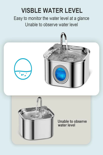 Stainless Steel Pet Water Feeder Auto Cat Fountain Smart Dog Water Dispenser