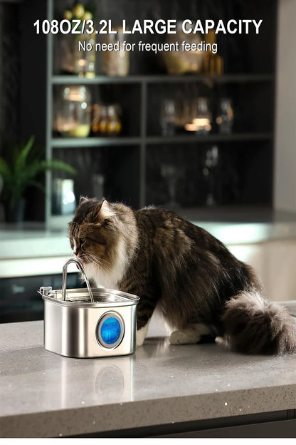 Stainless Steel Pet Water Feeder Auto Cat Fountain Smart Dog Water Dispenser